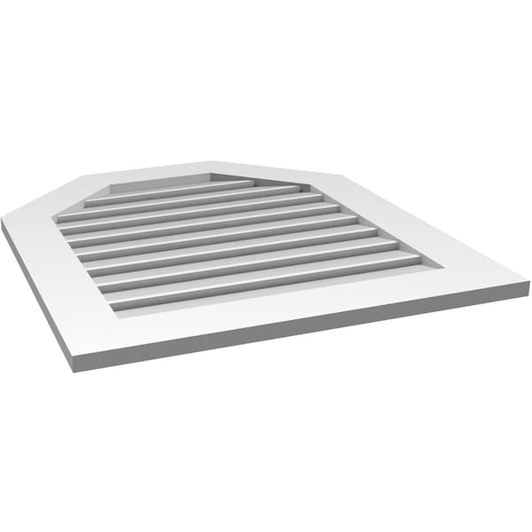 Ekena Millwork Octagonal Top Surface Mount PVC Gable Vent: Functional, w/ 3-1/2"W x 1"P Standard Frame, 28"W x 32"H - GVPOT28X3201SF