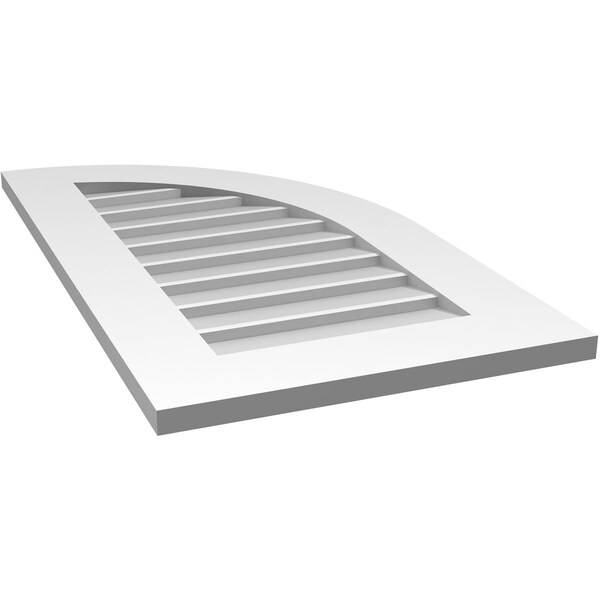Ekena Millwork Quarter Round Top Right Surface Mount PVC Gable Vent w/ 3-1/2"W x 1"P Standard Frame, 18"W x 32"H - GVPQR18X3201SN