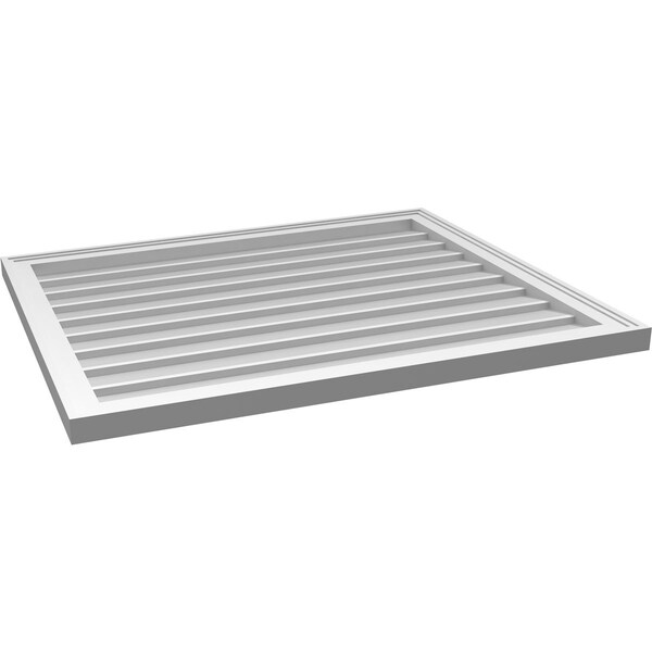 Ekena Millwork Vertical Surface Mount PVC Gable Vnt: Non-Functional, w/2"W x 1-1/2"H, Brickmould Frame, 36"W x 30"H - GVPVE36X3002SN