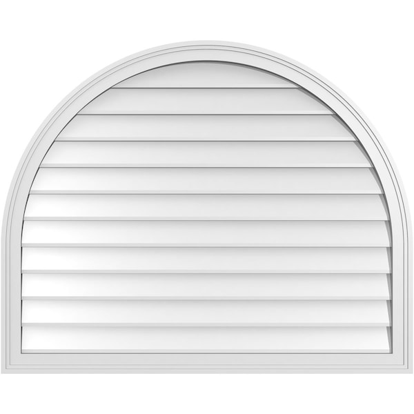 Ekena Millwork Round Top Surface Mount PVC Gable Vent w/ 2"W x 1-1/2"P Brickmould Frame, 42"W x 34"H - GVPRT42X3402SN
