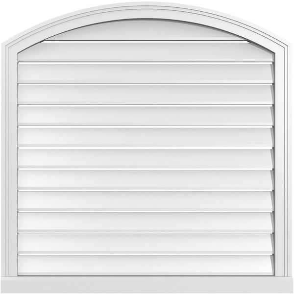 Ekena Millwork Arch Top Surface Mount PVC Gable Vent w/ 2"W x 2"P Brickmould Sill Frame, 34"W x 42"H - GVPAR34X4203SN