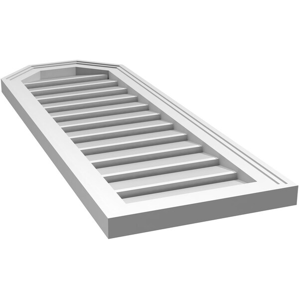 Ekena Millwork Octagonal Top Surface Mount PVC Gable Vent w/ 2"W x 1-1/2"P Brickmould Frame, 14"W x 38"H - GVPOT14X3802SF
