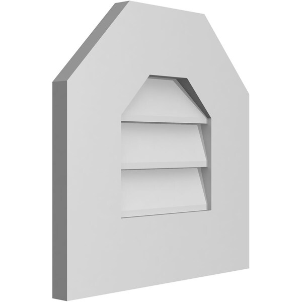 Ekena Millwork Octagonal Top Surface Mount PVC Gable Vent w/ 3-1/2"W x 1"P Standard Frame, 14"W x 14"H - GVPOT14X1401SN