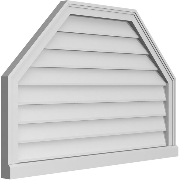Ekena Millwork Octagonal Top Surface Mount PVC Gable Vent w/ 2"W x 2"P Brickmould Sill Frame, 40"W x 26"H - GVPOT40X2603SN