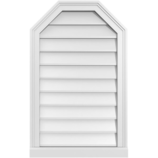 Ekena Millwork Octagonal Top Surface Mount PVC Gable Vent w/ 2"W x 2"P Brickmould Sill Frame, 20"W x 32"H - GVPOT20X3203SN