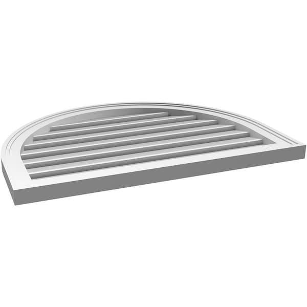 Ekena Millwork Round Top Surface Mount PVC Gable Vent: Functional, w/ 2"W x 1-1/2"P Brickmould Frame, 30"W x 22"H - GVPRT30X2202SF
