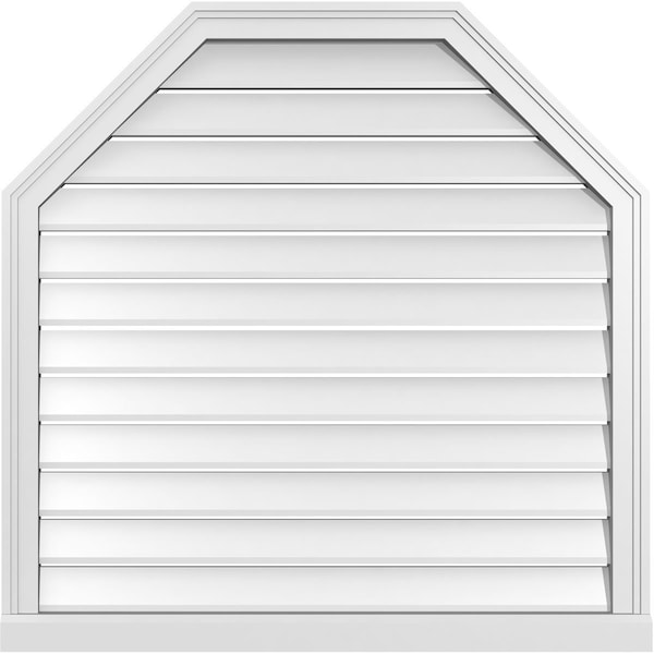 Ekena Millwork Octagonal Top Surface Mount PVC Gable Vent w/ 2"W x 2"P Brickmould Sill Frame, 36"W x 36"H - GVPOT36X3603SF