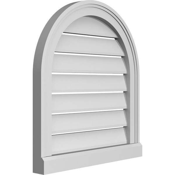 Ekena Millwork Round Top Surface Mount PVC Gable Vent: Functional, w/ 2"W x 2"P Brickmould Sill Frame, 20"W x 22"H - GVPRT20X2203SF