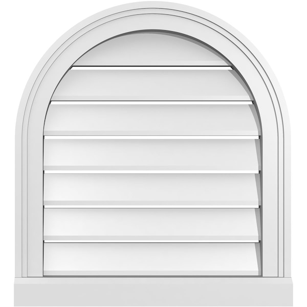 Ekena Millwork Round Top Surface Mount PVC Gable Vent: Functional, w/ 2"W x 2"P Brickmould Sill Frame, 20"W x 22"H - GVPRT20X2203SF
