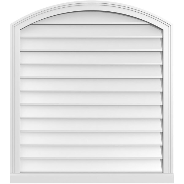 Ekena Millwork Arch Top Surface Mount PVC Gable Vent: Functional, w/ 2"W x 2"P Brickmould Sill Frame, 34"W x 38"H - GVPAR34X3803SF