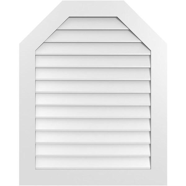 Ekena Millwork Octagonal Top Surface Mount PVC Gable Vent w/ 3-1/2"W x 1"P Standard Frame, 32"W x 40"H - GVPOT32X4001SN