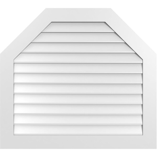 Ekena Millwork Octagonal Top Surface Mount PVC Gable Vent w/ 3-1/2"W x 1"P Standard Frame, 40"W x 36"H - GVPOT40X3601SN
