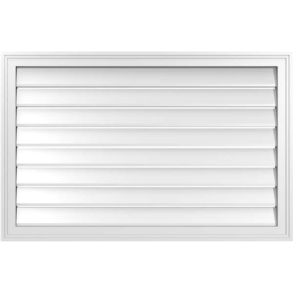 Ekena Millwork Vertical Surface Mount PVC Gable Vent: Functional, w/ 2"W x 1-1/2"P Brickmould Frame, 40"W x 26"H - GVPVE40X2602SF
