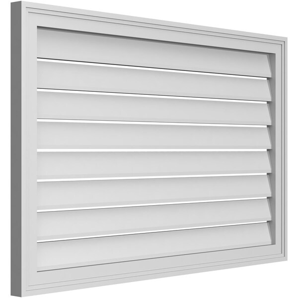 Ekena Millwork Vertical Surface Mount PVC Gable Vent: Functional, w/ 2"W x 1-1/2"P Brickmould Frame, 40"W x 26"H - GVPVE40X2602SF