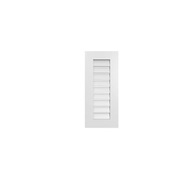 Ekena Millwork Vertical Surface Mount PVC Gable Vent: Functional, w/ 3-1/2"W x 1"P Standard Frame, 14"W x 32"H - GVPVE14X3201SF