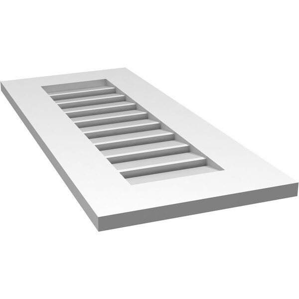 Ekena Millwork Vertical Surface Mount PVC Gable Vent: Functional, w/ 3-1/2"W x 1"P Standard Frame, 14"W x 32"H - GVPVE14X3201SF