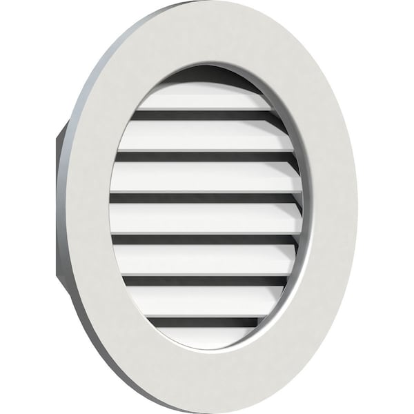 Ekena Millwork Round Gable Vent Functional, PVC Gable Vent w/ 1" x 4" Flat Trim Frame, 14"W x 14"H - GVPRO14X1401FUN