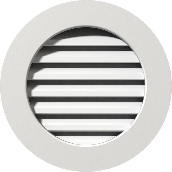 Ekena Millwork Round Gable Vent Functional, PVC Gable Vent w/ 1" x 4" Flat Trim Frame, 14"W x 14"H - GVPRO14X1401FUN