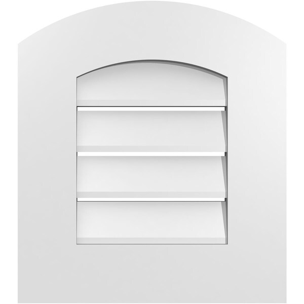 Ekena Millwork Arch Top Surface Mount PVC Gable Vent: Non-Functional, w/ 3-1/2"W x 1"P Standard Frame, 16"W x 16"H - GVPAR16X1601SN