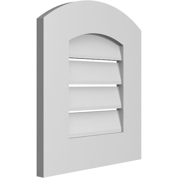 Ekena Millwork Arch Top Surface Mount PVC Gable Vent: Non-Functional, w/ 3-1/2"W x 1"P Standard Frame, 16"W x 16"H - GVPAR16X1601SN