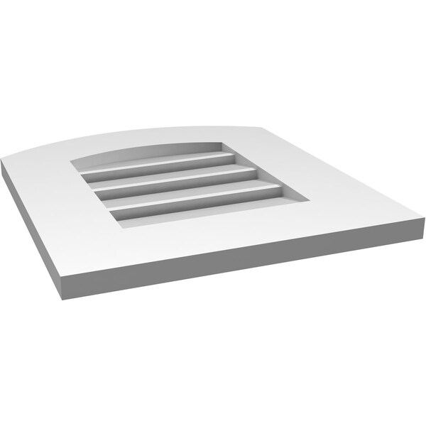 Ekena Millwork Arch Top Surface Mount PVC Gable Vent: Non-Functional, w/ 3-1/2"W x 1"P Standard Frame, 16"W x 16"H - GVPAR16X1601SN