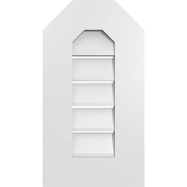 Ekena Millwork Octagonal Top Surface Mount PVC Gable Vent: Functional, w/ 3-1/2"W x 1"P Standard Frame, 12"W x 22"H - GVPOT12X2201SF