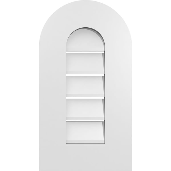 Ekena Millwork Round Top Surface Mount PVC Gable Vent: Functional, w/ 3-1/2"W x 1"P Standard Frame, 12"W x 22"H - GVPRT12X2201SF