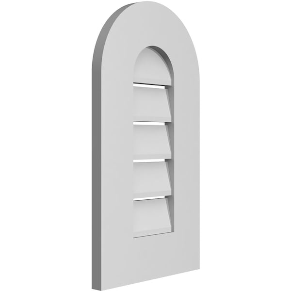Ekena Millwork Round Top Surface Mount PVC Gable Vent: Functional, w/ 3-1/2"W x 1"P Standard Frame, 12"W x 22"H - GVPRT12X2201SF