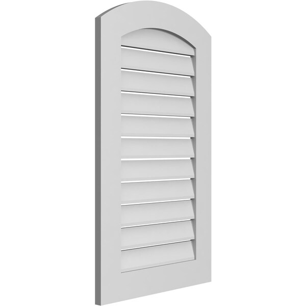 Ekena Millwork Arch Top Surface Mount PVC Gable Vent: Non-Functional, w/ 3-1/2"W x 1"P Standard Frame, 22"W x 36"H - GVPAR22X3601SN
