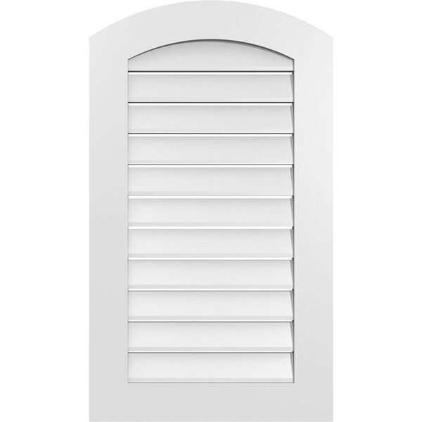 Ekena Millwork Arch Top Surface Mount PVC Gable Vent: Non-Functional, w/ 3-1/2"W x 1"P Standard Frame, 22"W x 36"H - GVPAR22X3601SN