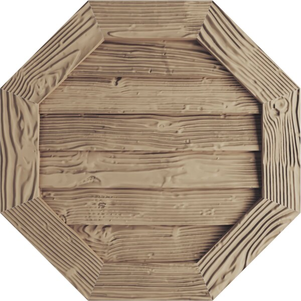 Ekena Millwork Timberthane Sandblasted Octagonal Faux Wood Non-Functional Gable Vent, Primed Tan, 36"W x 36"H - GVUROC36X36DSDPR