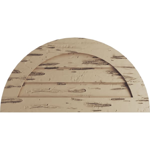 Ekena Millwork Timberthane Pecky Cypress Half Round Faux Wood Non-Functional Gable Vent, Primed Tan, 30"W x 15"H - GVURHR30X15DPCPR