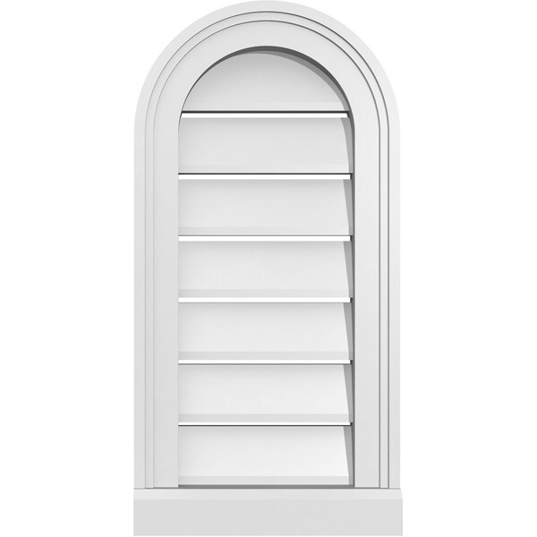 Ekena Millwork Round Top Surface Mount PVC Gable Vent: Functional, w/ 2"W x 2"P Brickmould Sill Frame, 12"W x 24"H - GVPRT12X2403SF