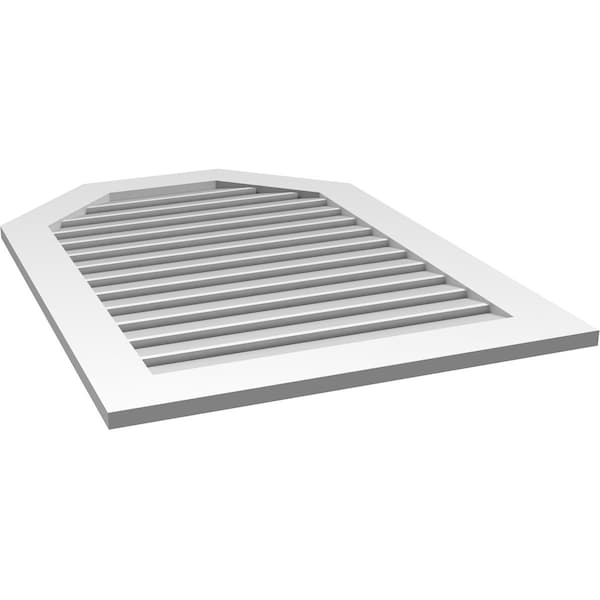Ekena Millwork Octagonal Top Surface Mount PVC Gable Vent: Functional, w/ 3-1/2"W x 1"P Standard Frame, 30"W x 42"H - GVPOT30X4201SF