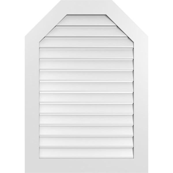Ekena Millwork Octagonal Top Surface Mount PVC Gable Vent: Functional, w/ 3-1/2"W x 1"P Standard Frame, 30"W x 42"H - GVPOT30X4201SF