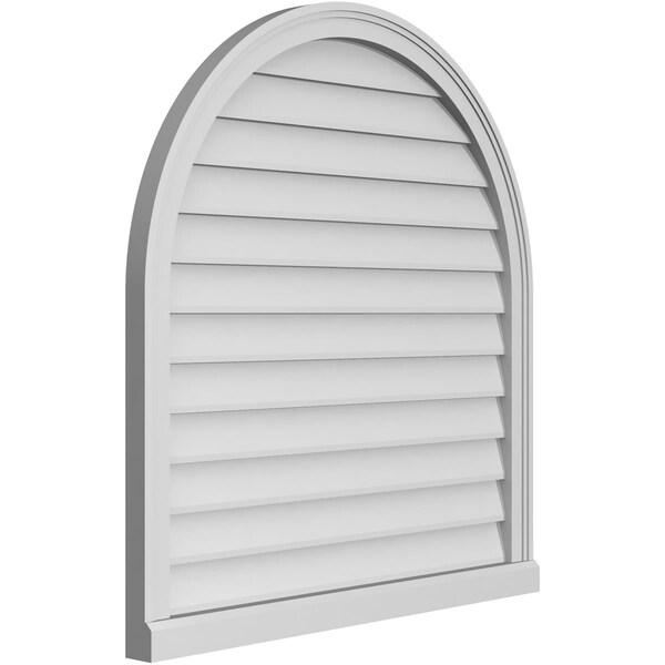 Ekena Millwork Round Top Surface Mount PVC Gable Vent w/ 2"W x 2"P Brickmould Sill Frame, 34"W x 36"H - GVPRT34X3603SN