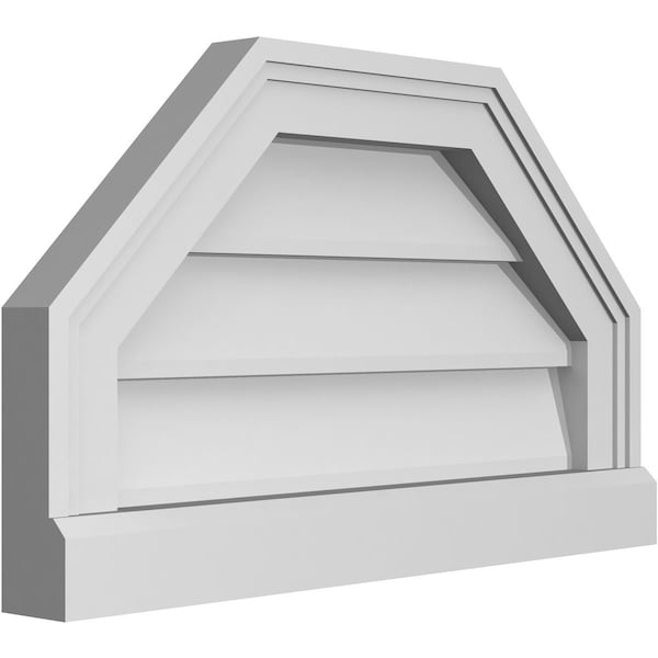 Ekena Millwork Octagonal Top Surface Mount PVC Gable Vent w/ 2"W x 2"P Brickmould Sill Frame, 20"W x 12"H - GVPOT20X1203SN