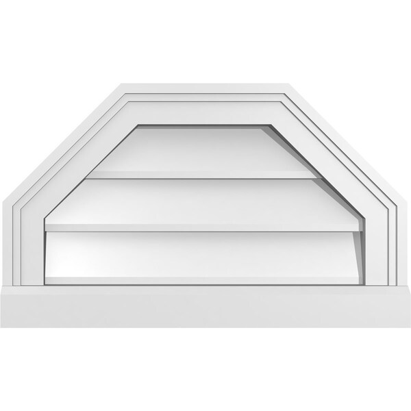 Ekena Millwork Octagonal Top Surface Mount PVC Gable Vent w/ 2"W x 2"P Brickmould Sill Frame, 20"W x 12"H - GVPOT20X1203SN
