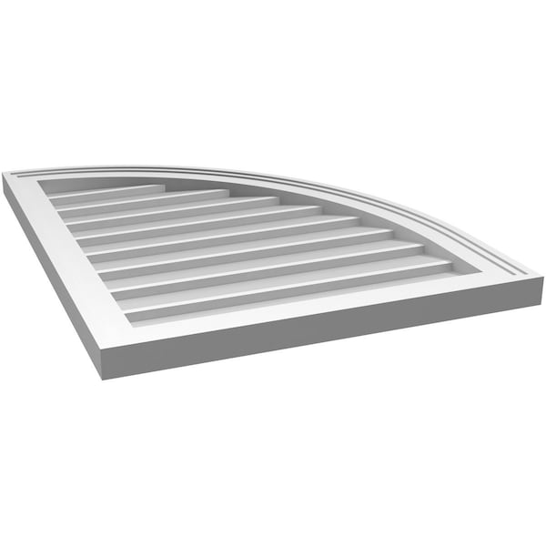 Ekena Millwork Quarter Round Top Right Surface Mount PVC Gable Vent w/ 2"W x 2"P Brickmould Sill Frame, 22"W x 28"H - GVPQR22X2803SN