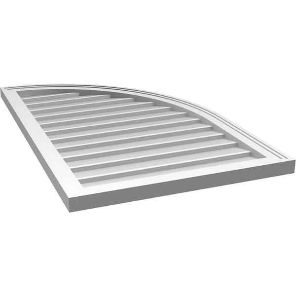 Ekena Millwork Quarter Round Top Right Surface Mount PVC Gable Vent w/ 2"W x 2"P Brickmould Sill Frame, 24"W x 38"H - GVPQR24X3803SN