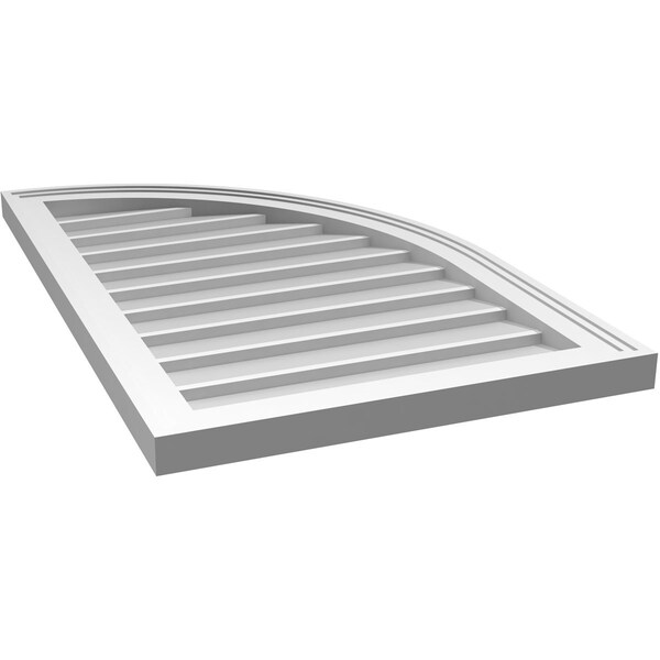 Ekena Millwork Quarter Round Top Right Surface Mount PVC Gable Vent w/ 2"W x 2"P Brickmould Sill Frame, 20"W x 32"H - GVPQR20X3203SN