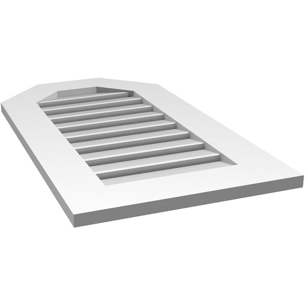 Ekena Millwork Octagonal Top Surface Mount PVC Gable Vent: Functional, w/ 3-1/2"W x 1"P Standard Frame, 18"W x 32"H - GVPOT18X3201SF
