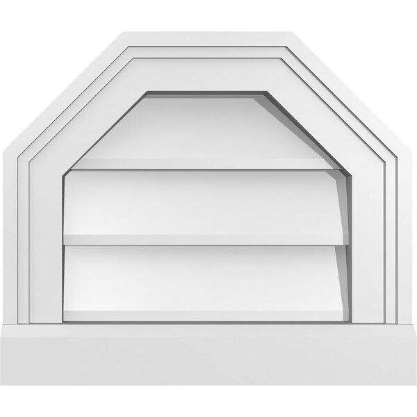 Ekena Millwork Octagonal Top Surface Mount PVC Gable Vent w/ 2"W x 2"P Brickmould Sill Frame, 14"W x 12"H - GVPOT14X1203SN