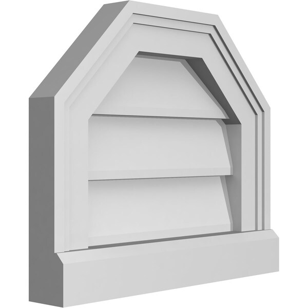 Ekena Millwork Octagonal Top Surface Mount PVC Gable Vent w/ 2"W x 2"P Brickmould Sill Frame, 14"W x 12"H - GVPOT14X1203SN