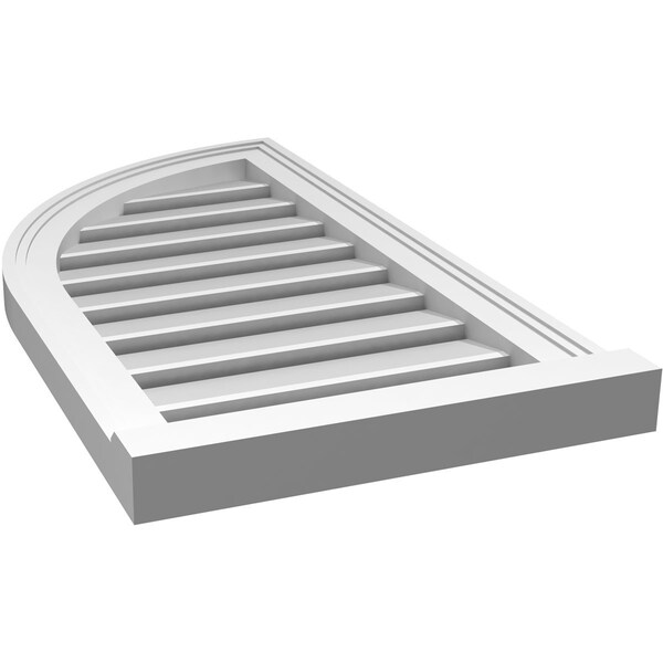 Ekena Millwork Quarter Round Top Left Surface Mount PVC Gable Vent w/ 2"W x 2"P Brickmould Sill Frame, 16"W x 30"H - GVPQL16X3003SF
