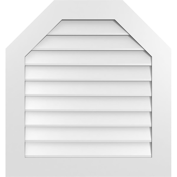 Ekena Millwork Octagonal Top Surface Mount PVC Gable Vent w/ 3-1/2"W x 1"P Standard Frame, 30"W x 32"H - GVPOT30X3201SN