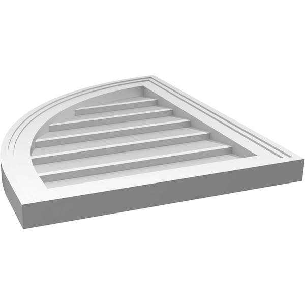 Ekena Millwork Quarter Round Top Left Surface Mount PVC Gable Vent w/ 2"W x 1-1/2"P Brickmould Frame, 18"W x 22"H - GVPQL18X2202SN