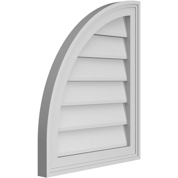 Ekena Millwork Quarter Round Top Left Surface Mount PVC Gable Vent w/ 2"W x 1-1/2"P Brickmould Frame, 18"W x 22"H - GVPQL18X2202SN