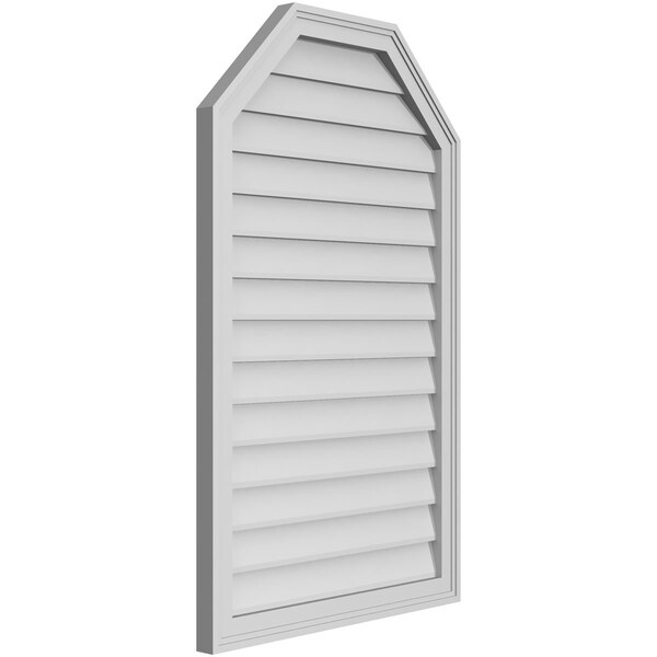 Ekena Millwork Octagonal Top Surface Mount PVC Gable Vent w/ 2"W x 1-1/2"P Brickmould Frame, 26"W x 42"H - GVPOT26X4202SN