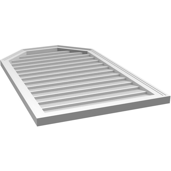Ekena Millwork Octagonal Top Surface Mount PVC Gable Vent w/ 2"W x 1-1/2"P Brickmould Frame, 26"W x 42"H - GVPOT26X4202SN